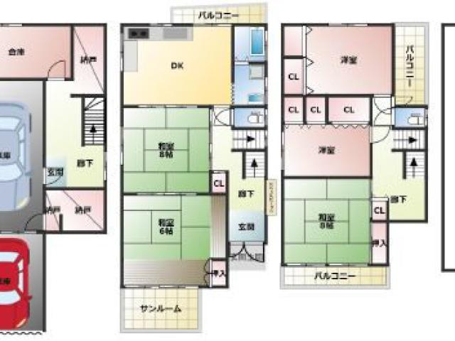 [中古]戸建 6LDK+2S 駐車2台可 堺市堺区北波止町