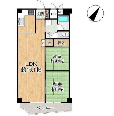 ターミナルマンション朝日プラザ堺2階部分 2LDK リフォーム済 堺市堺区戎島町2丁